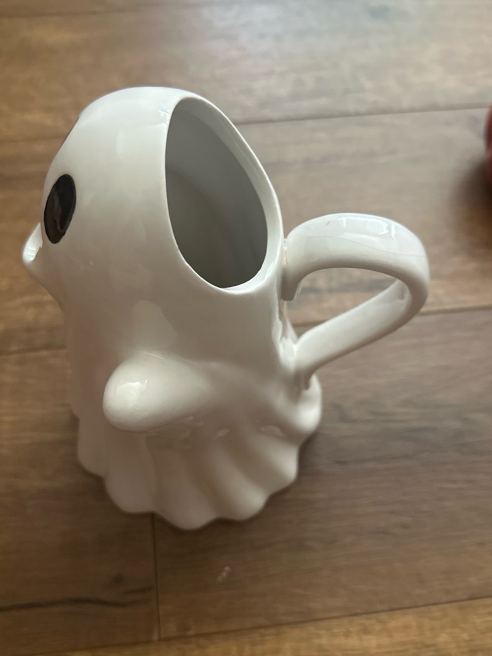 White Ghost Ceramic Vase with Orange Floral Accent - Picture 5 of 8